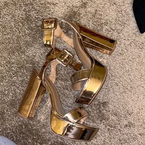 Rose Gold Metallic Platform Heels NWOT